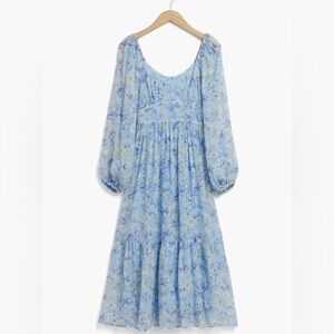 & Other Stories Blue Floral Long Sleeve Dress